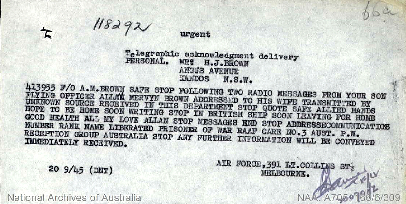Allan Safe in Allied Hands